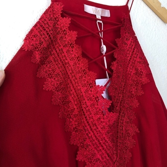 NWT Wayf Red Maxi Dress With Slit - Picture 3 of 8